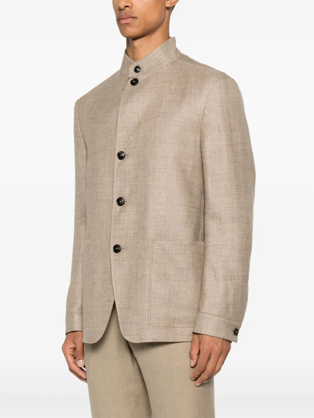 Zegna Blazer met enkele rij knopen Bruin