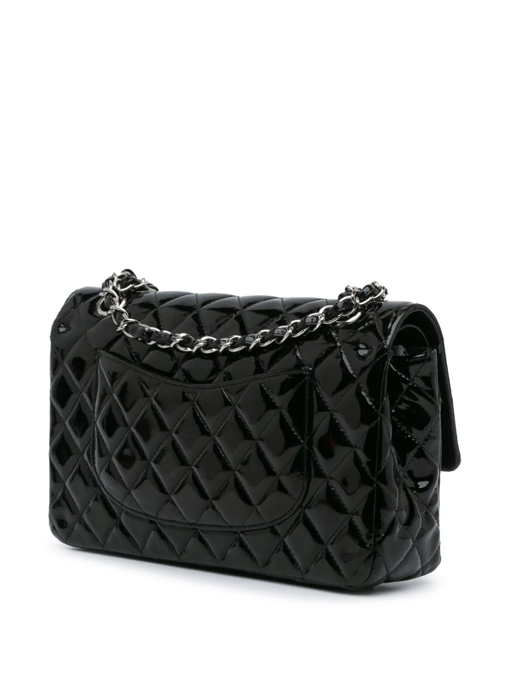 CHANEL Pre-Owned 2012-2013 medium Classic gelakte Double Flap schoudertas - Zwart