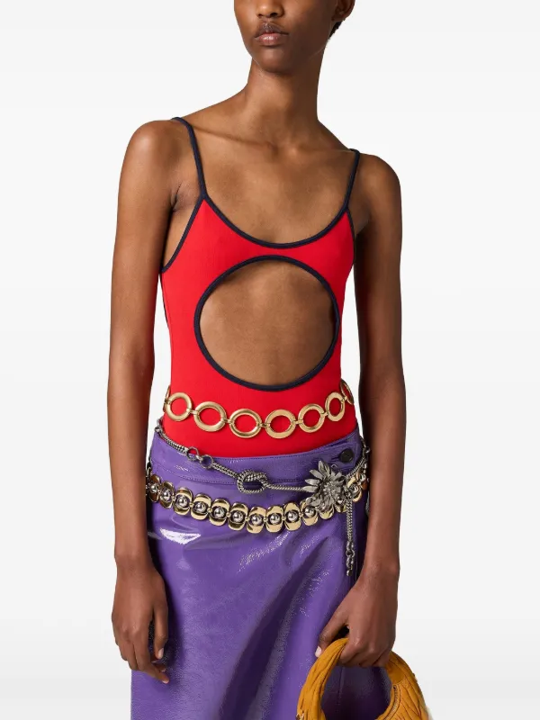 Miu Miu technical-knit Swimsuit | Red | FARFETCH