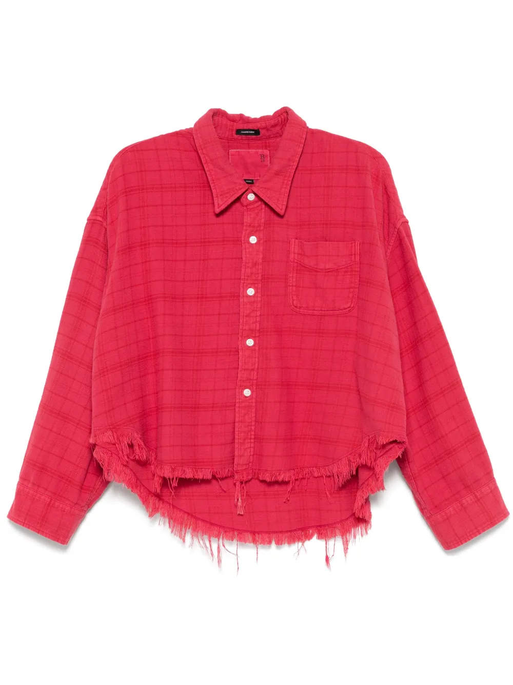 R13 Geruite cropped blouse Rood
