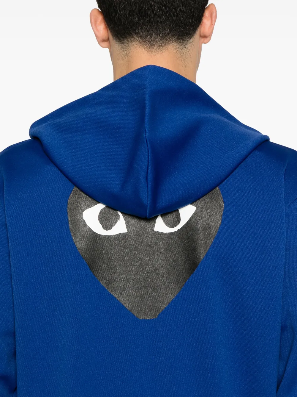 Comme Des Garçons Play Heart-emblem Zip-up Hoodie In Blue