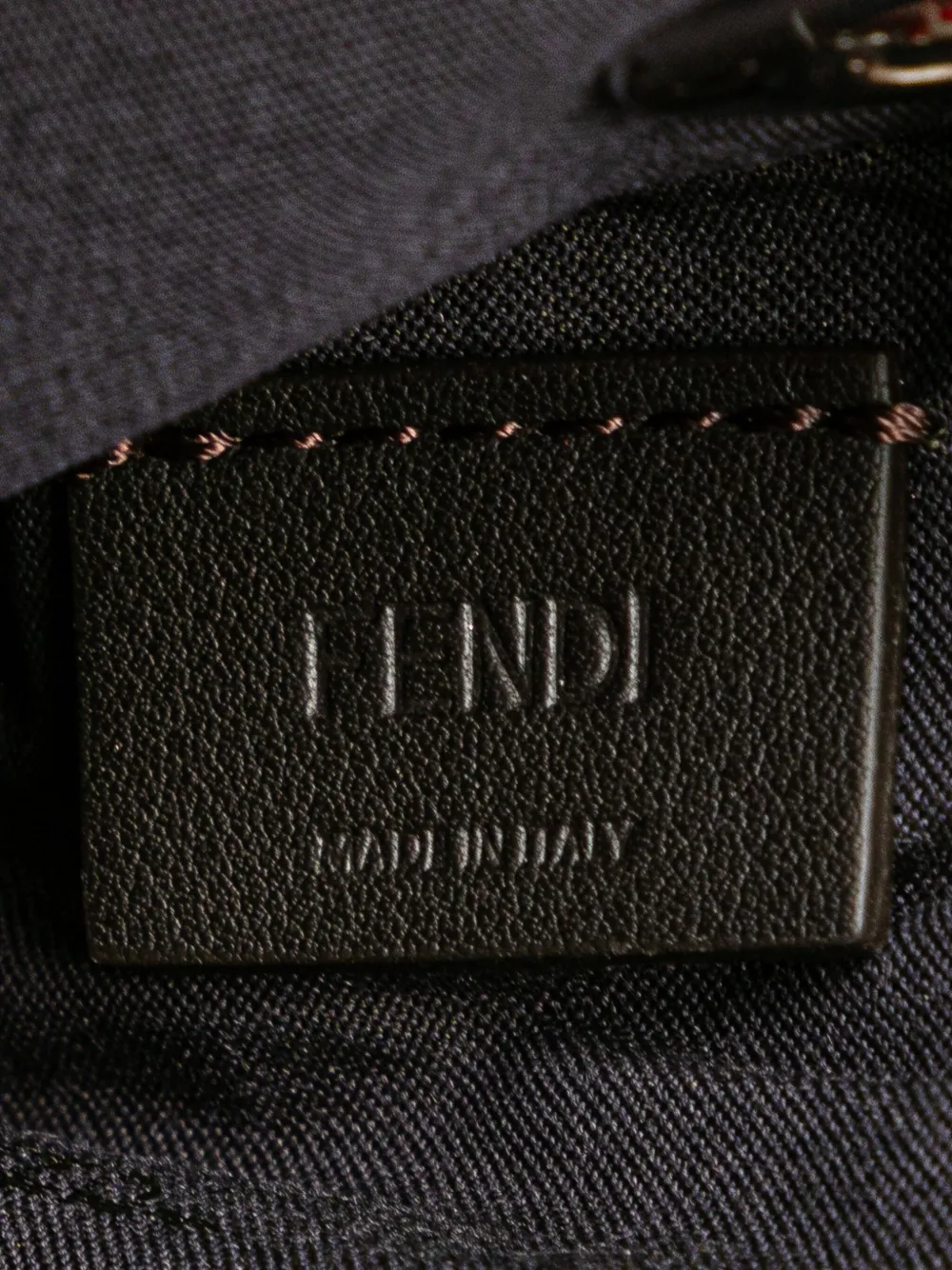 Pre-owned Fendi 2010-present Zucca Leather And Raffia Triplette Clutch Bag In Brown