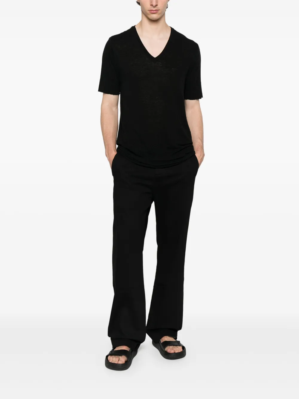 Thom Krom T-shirt van linnenblend - Zwart
