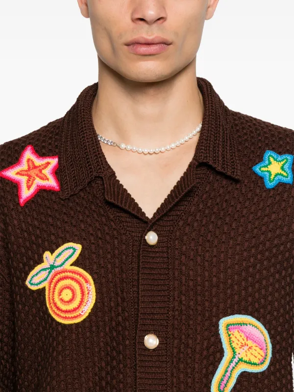 【関税込み】Casablanca ブラウン Motif Crochet シャツ Casablanca Motif Crochet Shirt | Brown | FARFETCH TW