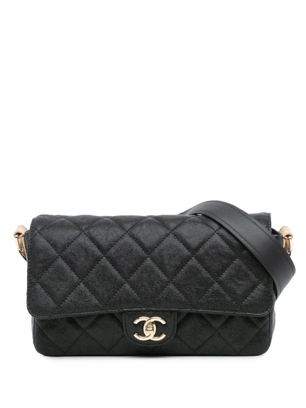 CHANEL Pre-Owned 2020 CC Bicolor Quilted Caviar Single Flap shoulder bag | Brown | Image 1