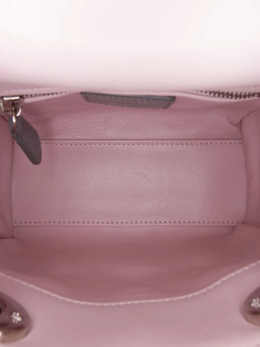 Pre-owned Dior 2014 Mini Tricolor Lambskin Cannage Lady Satchel In Pink