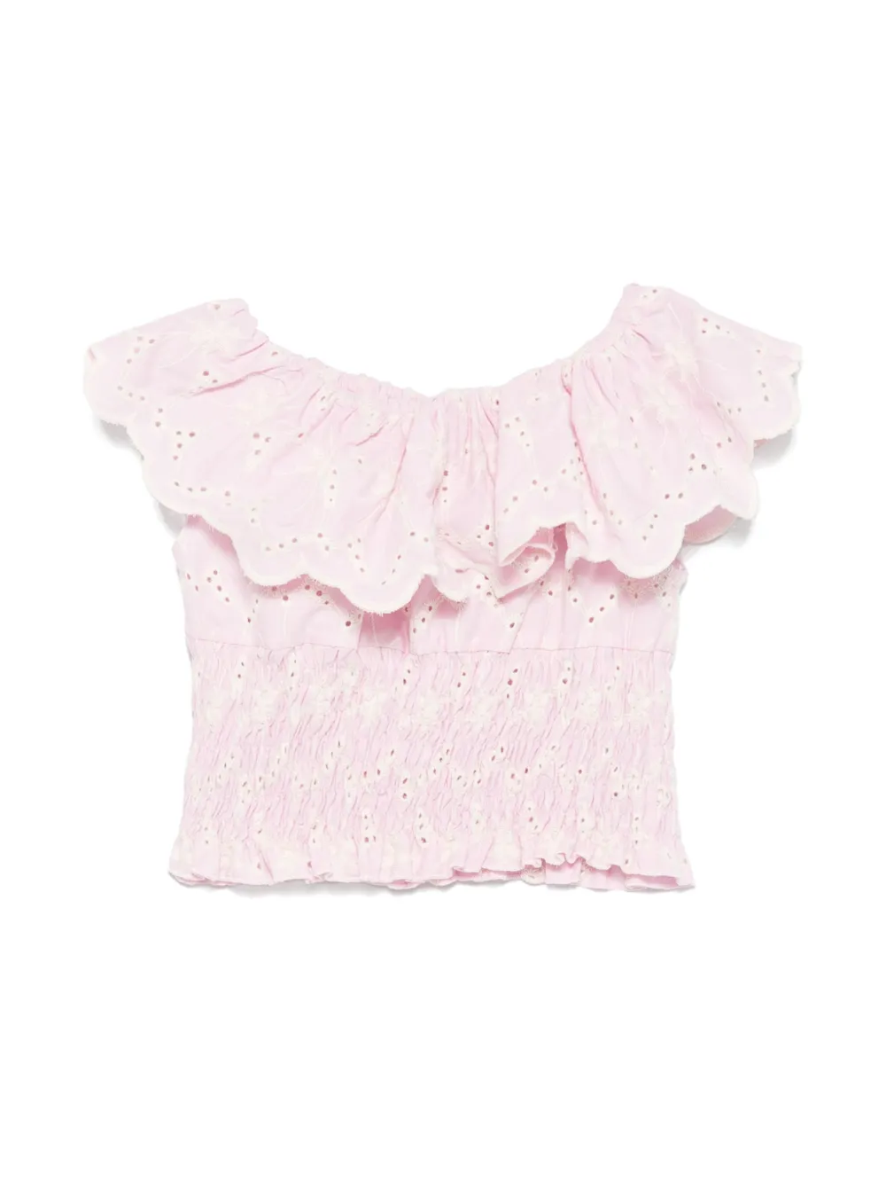 Miss Grant Kids embroidered ruffled top - Roze