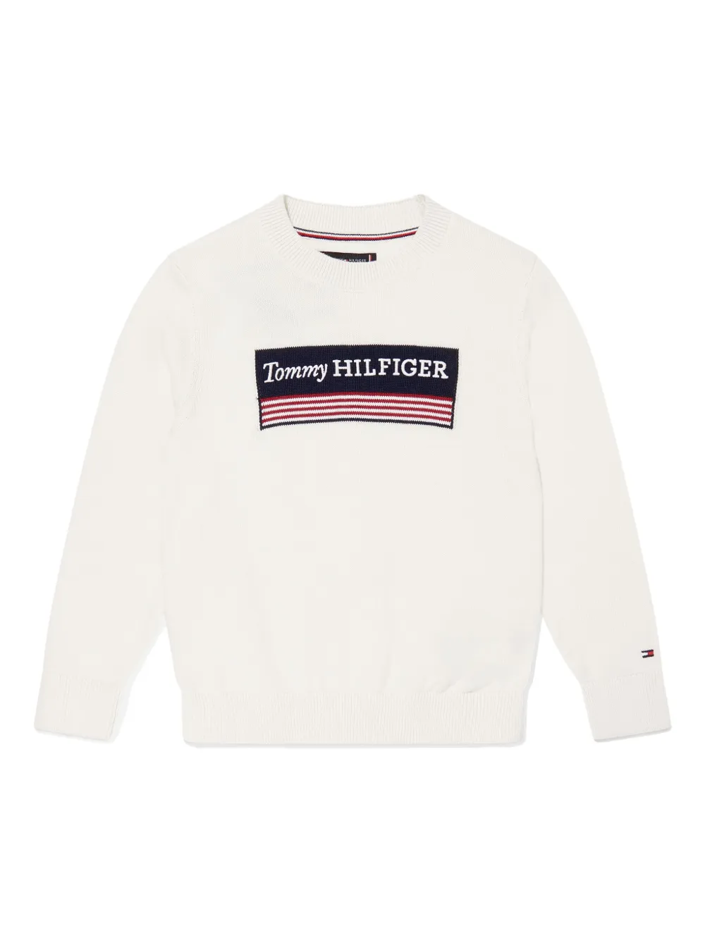 Tommy Hilfiger Junior intarsia-knit logo jumper | Neutrals | Image 1