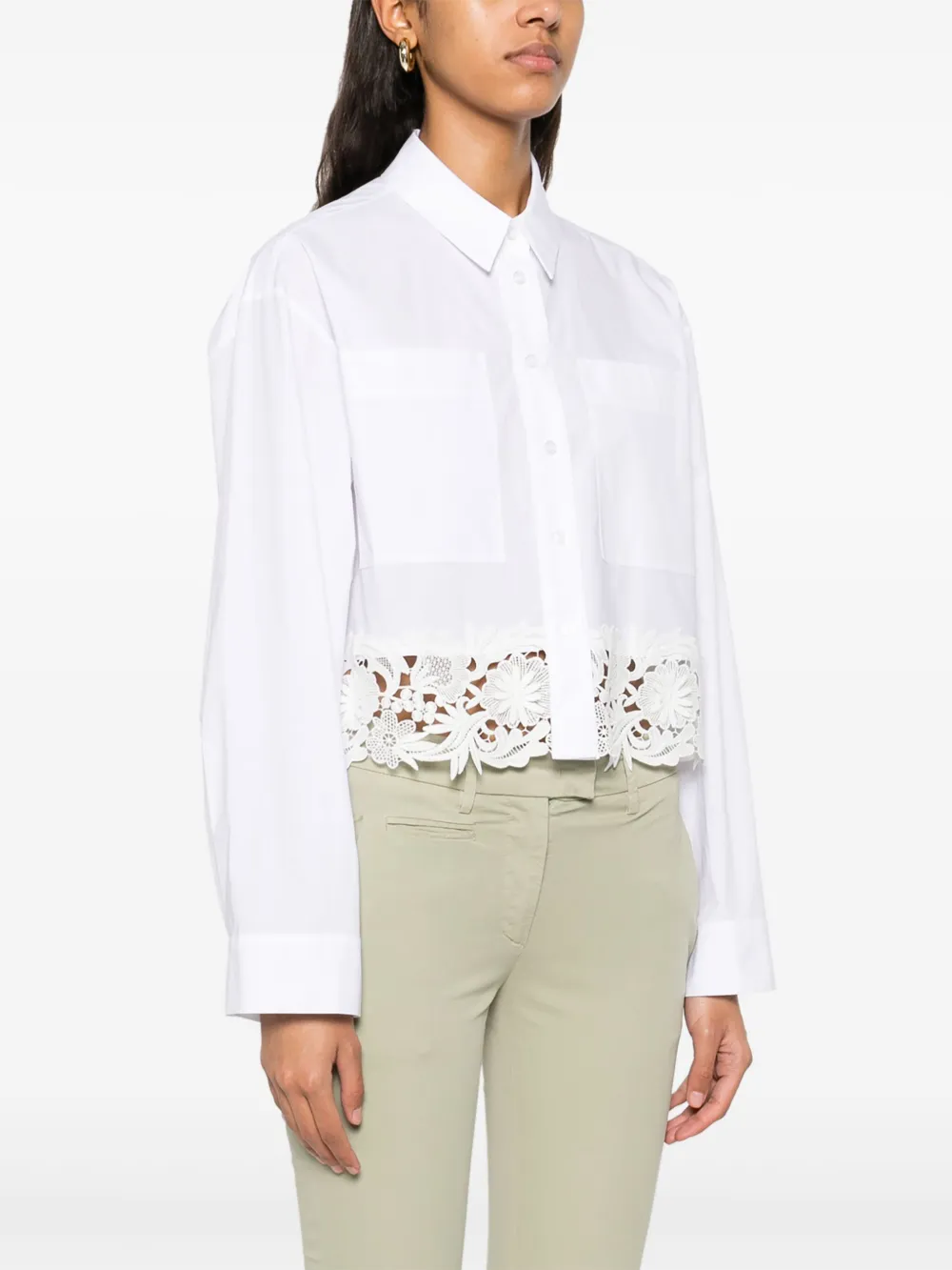 TWINSET Popeline blouse met kant Wit