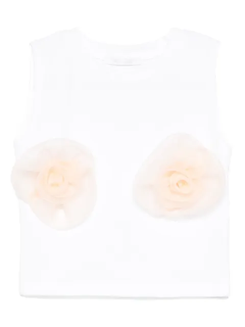 Miss Grant Kids floral-appliqué top