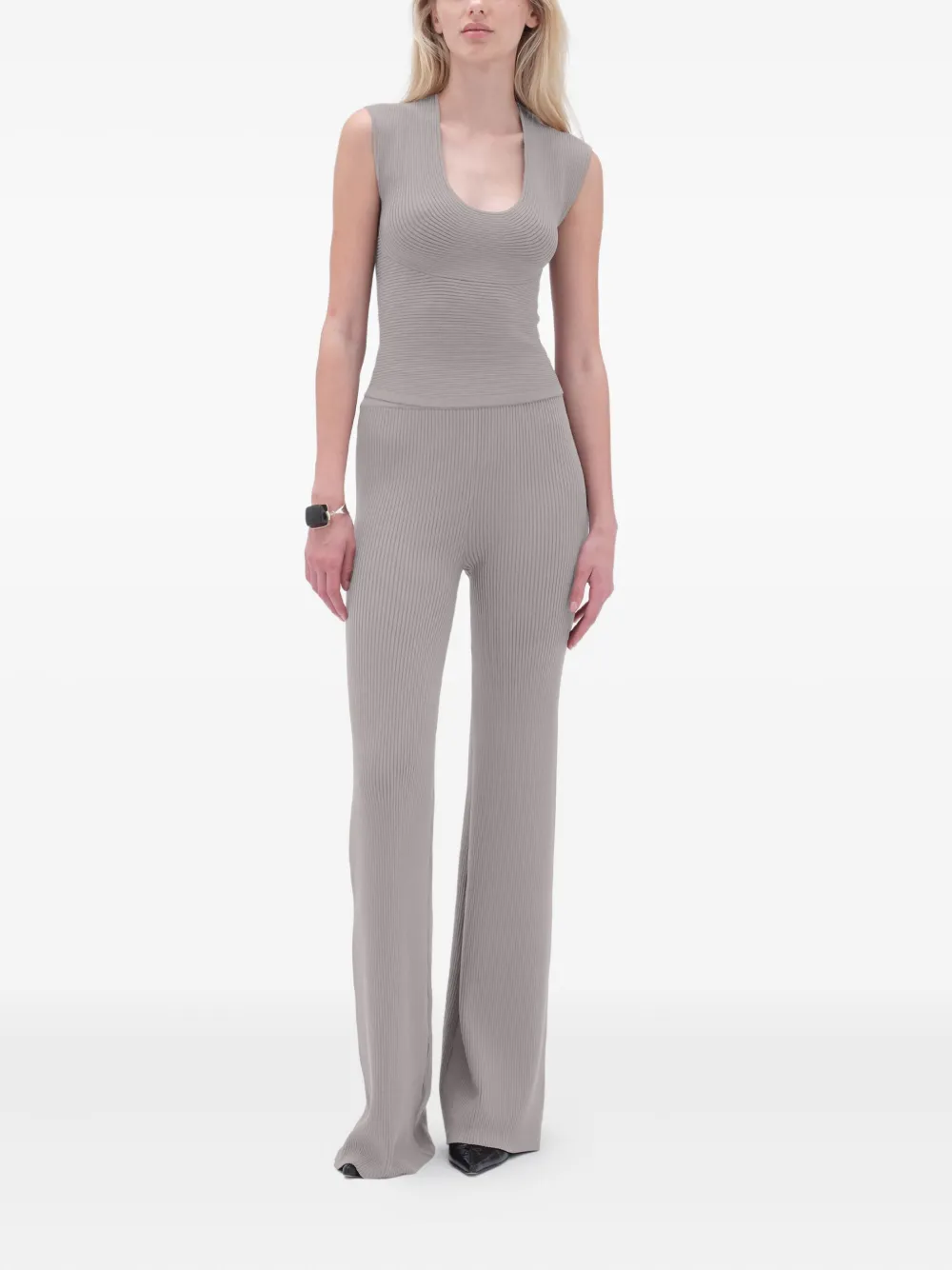 REMAIN Ribgebreide broek Grijs