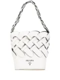 Prada Pre-Owned 2013-2024 Vitello Intreccio Tress bucket bag - White