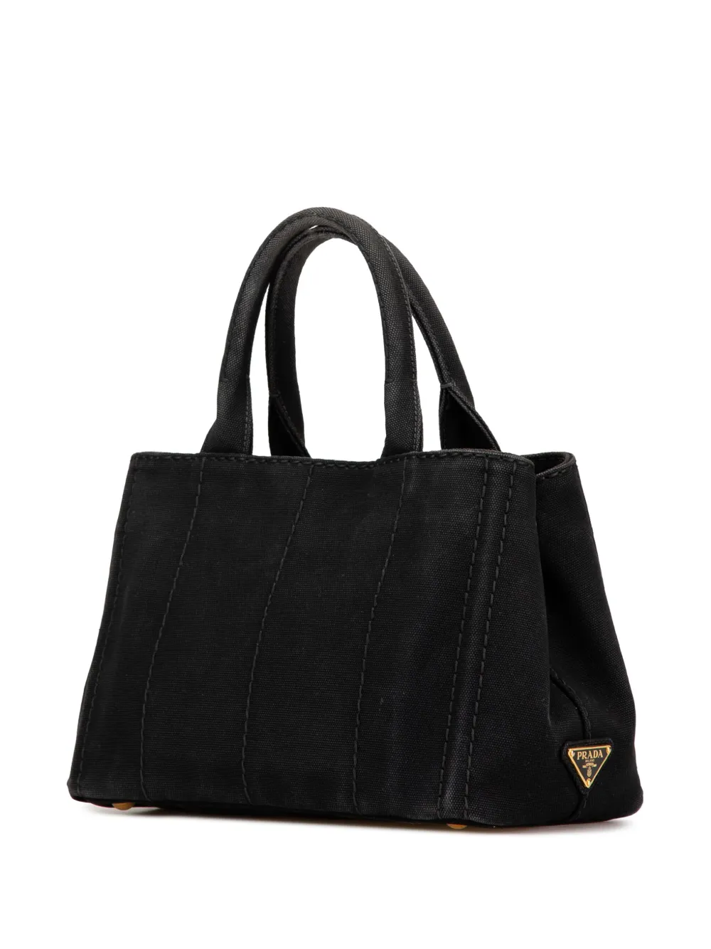 Prada Pre-Owned 2010-2024 kleine Canapa canvas boekentas met logo - Zwart