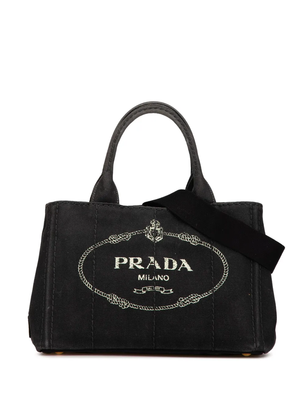 Prada Pre-Owned 2010-2024 Small Canvas Canapa Logo satchel | Black | Image 1