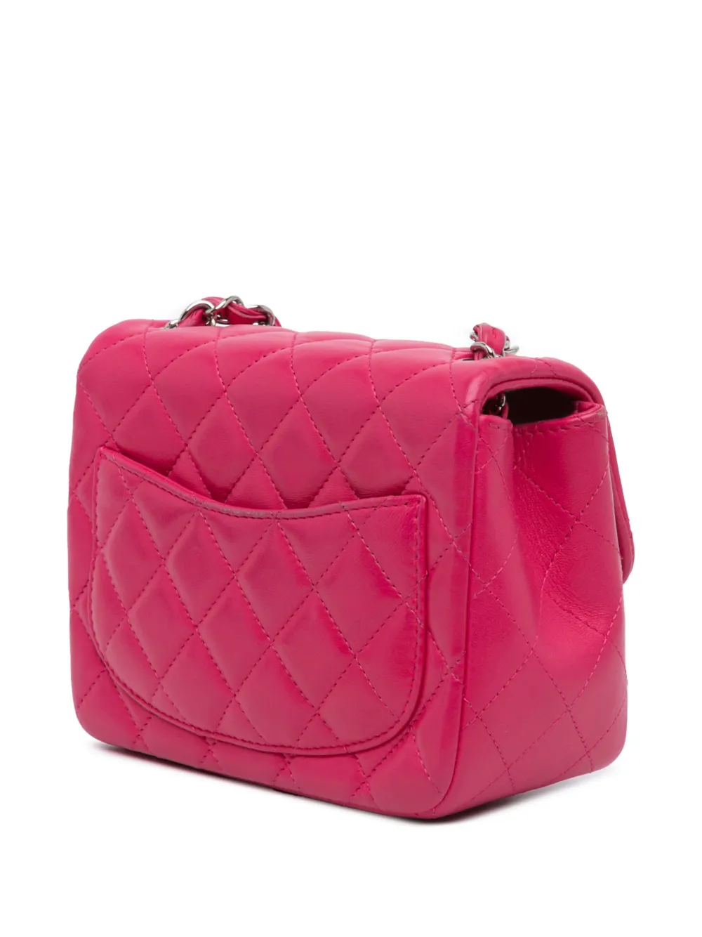 CHANEL Pre-Owned 2014 Mini Square Classic lamsleren Single Flap crossbodytas - Roze