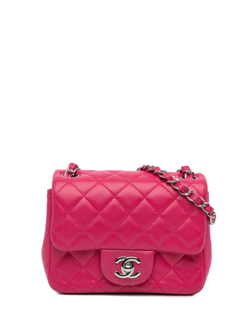 CHANEL Pre-Owned 2014 Mini Square Classic Lambskin Single Flap crossbody bag | Pink | Image 1