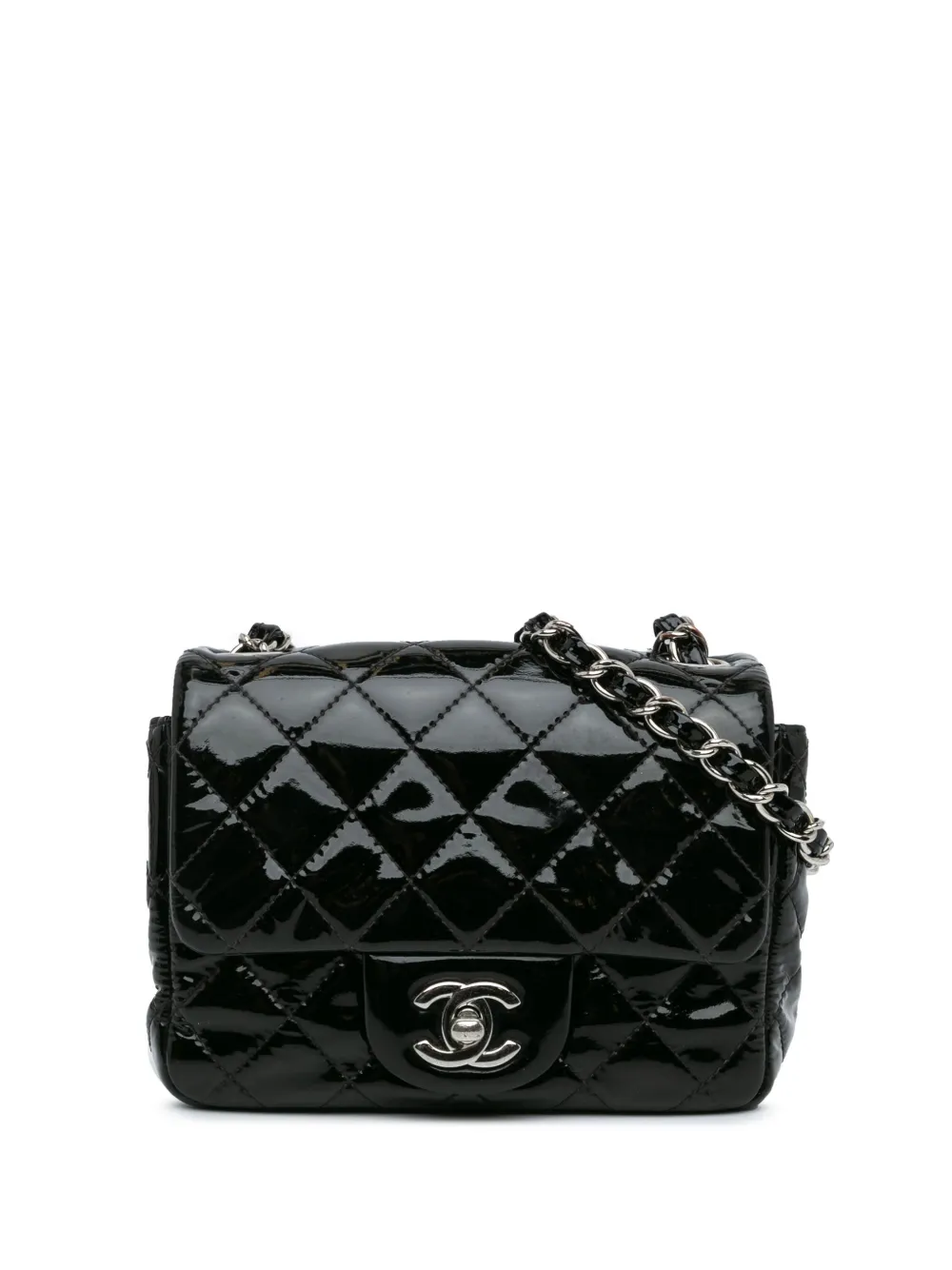 CHANEL Pre-Owned 2014-2015 Mini Square Classic Patent Single Flap crossbody bag | Black | Image 1