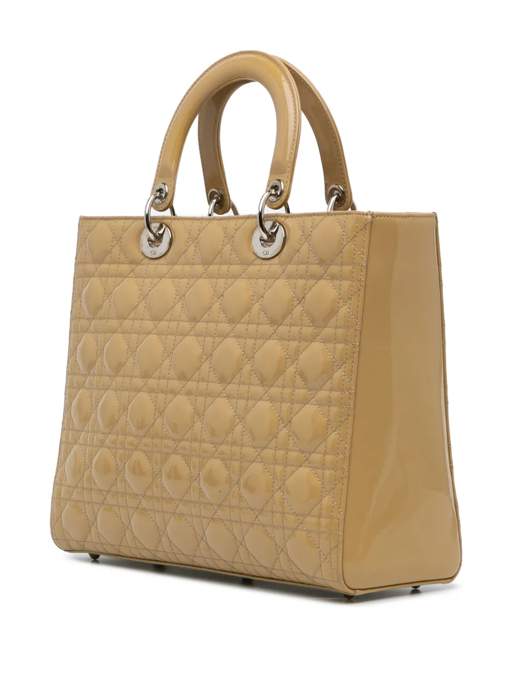 Christian Dior Pre-Owned 2012 grote gelakte Cannage Lady Dior boekentas - Bruin