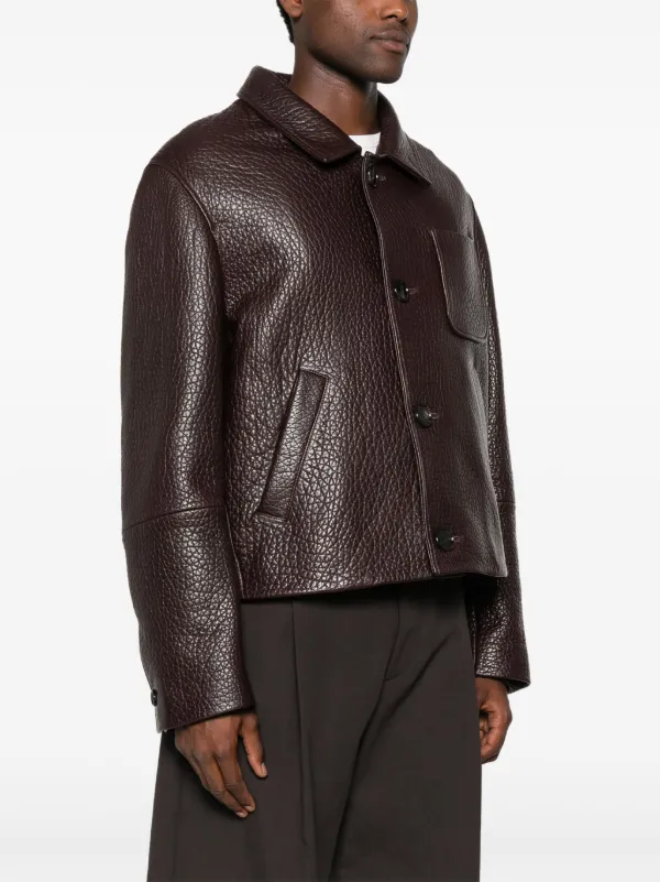 AMI Paris Leather Jacket | Brown | FARFETCH