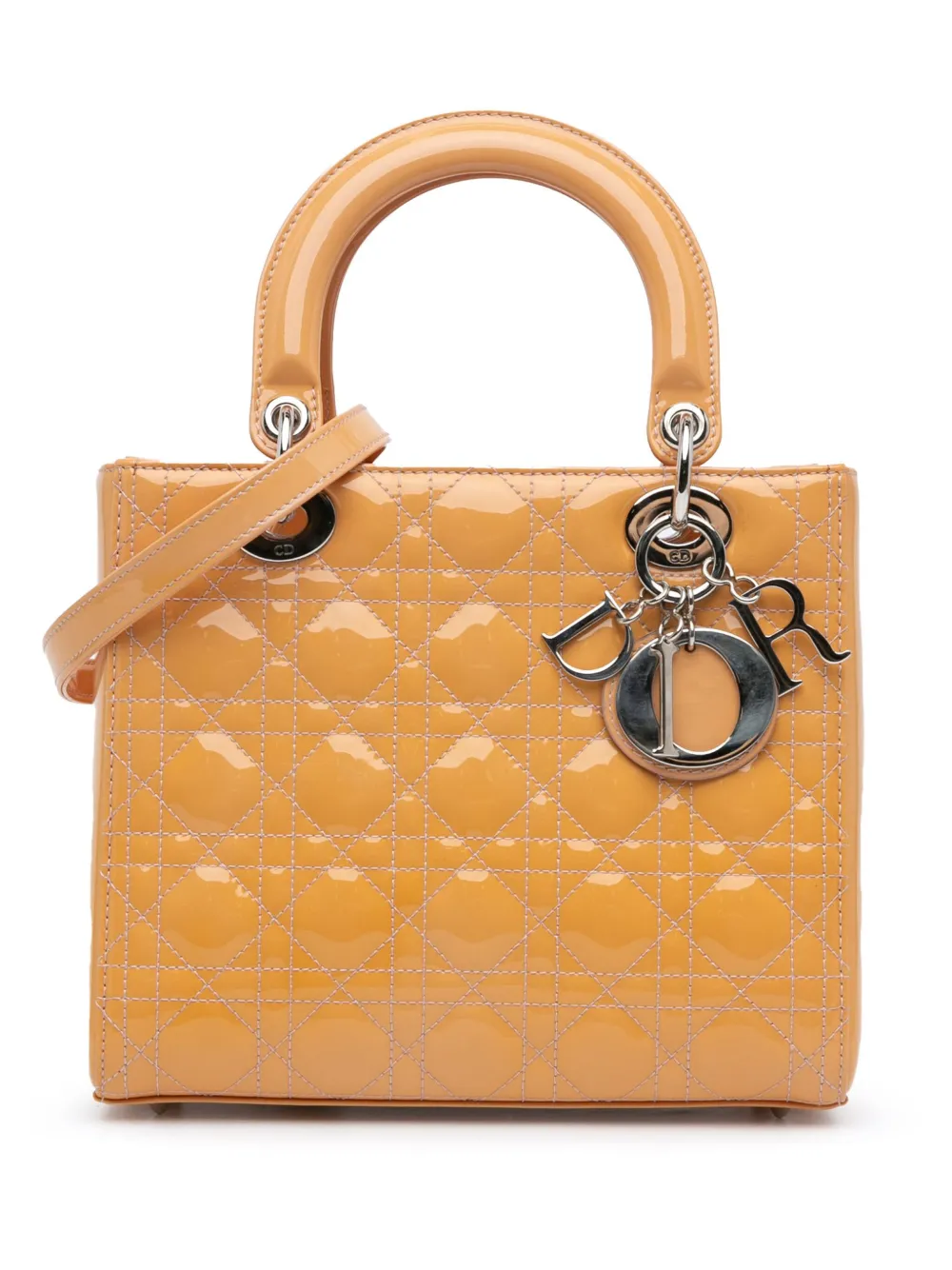 Christian Dior Pre-Owned 2014 Medium Patent Cannage Lady Dior satchel – Brown