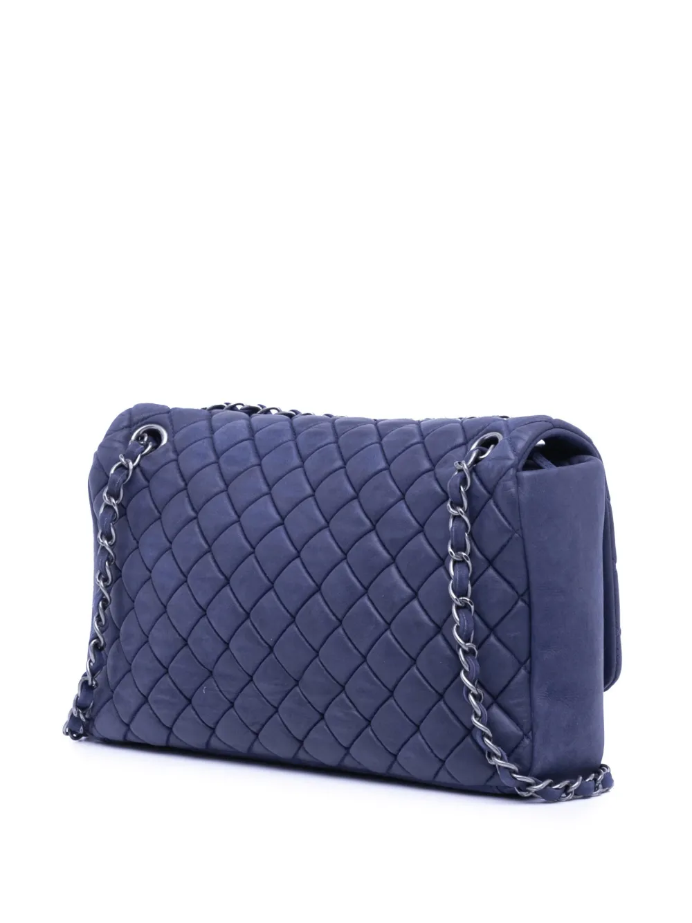 CHANEL Pre-Owned 2012-2013 New Bubble Flap grote kalfsleren schoudertas - Blauw