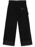 Simone Rocha Carnation-embellished jeans - Black