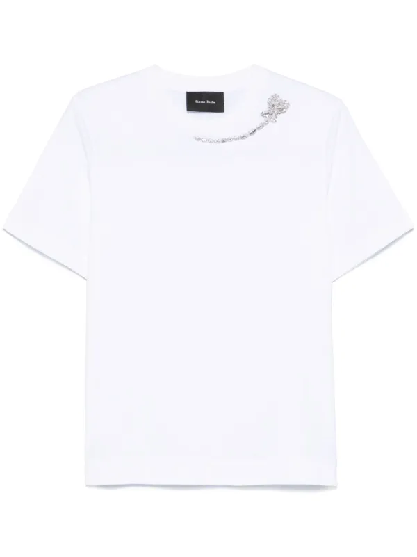 【関税込み】Simone Rocha ホワイト Embellished Flower Tシャツ 28977488_58385438_600.jpg
