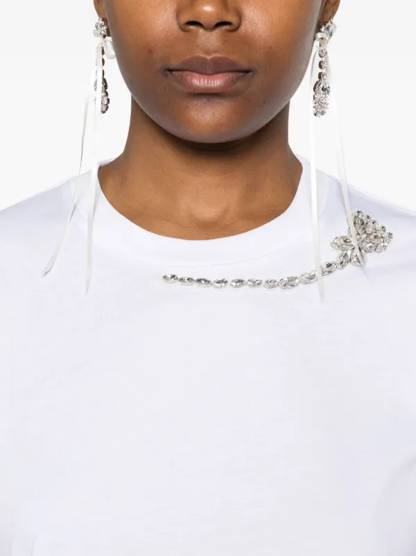 【関税込み】Simone Rocha ホワイト Embellished Flower Tシャツ Simone Rocha flower-embellished T-shirt | White | FARFETCH JO