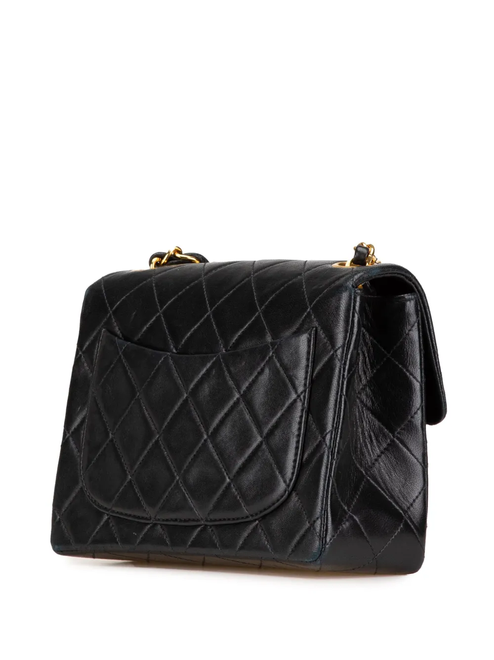 CHANEL Pre-Owned 1991-1994 Mini Square Classic lamsleren Single Flap crossbodytas - Zwart