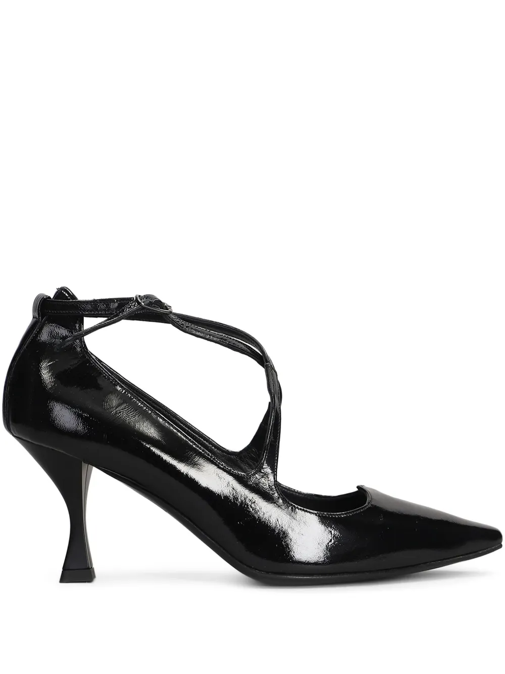 Julie Dee 75mm Patent Leather Pumps In Black
