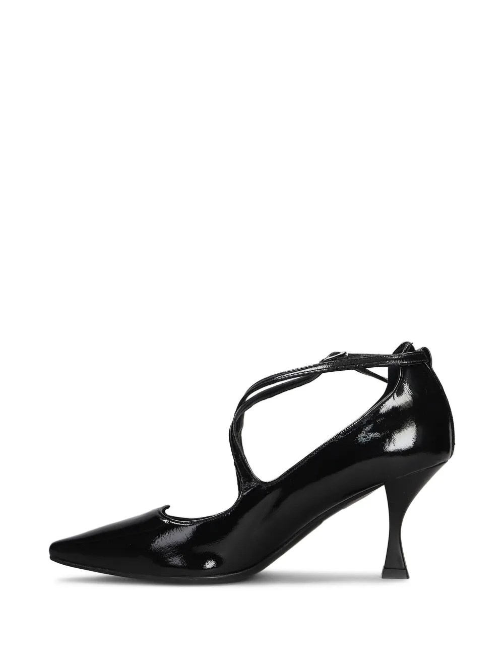 Julie Dee 75mm Patent Leather Pumps In Black