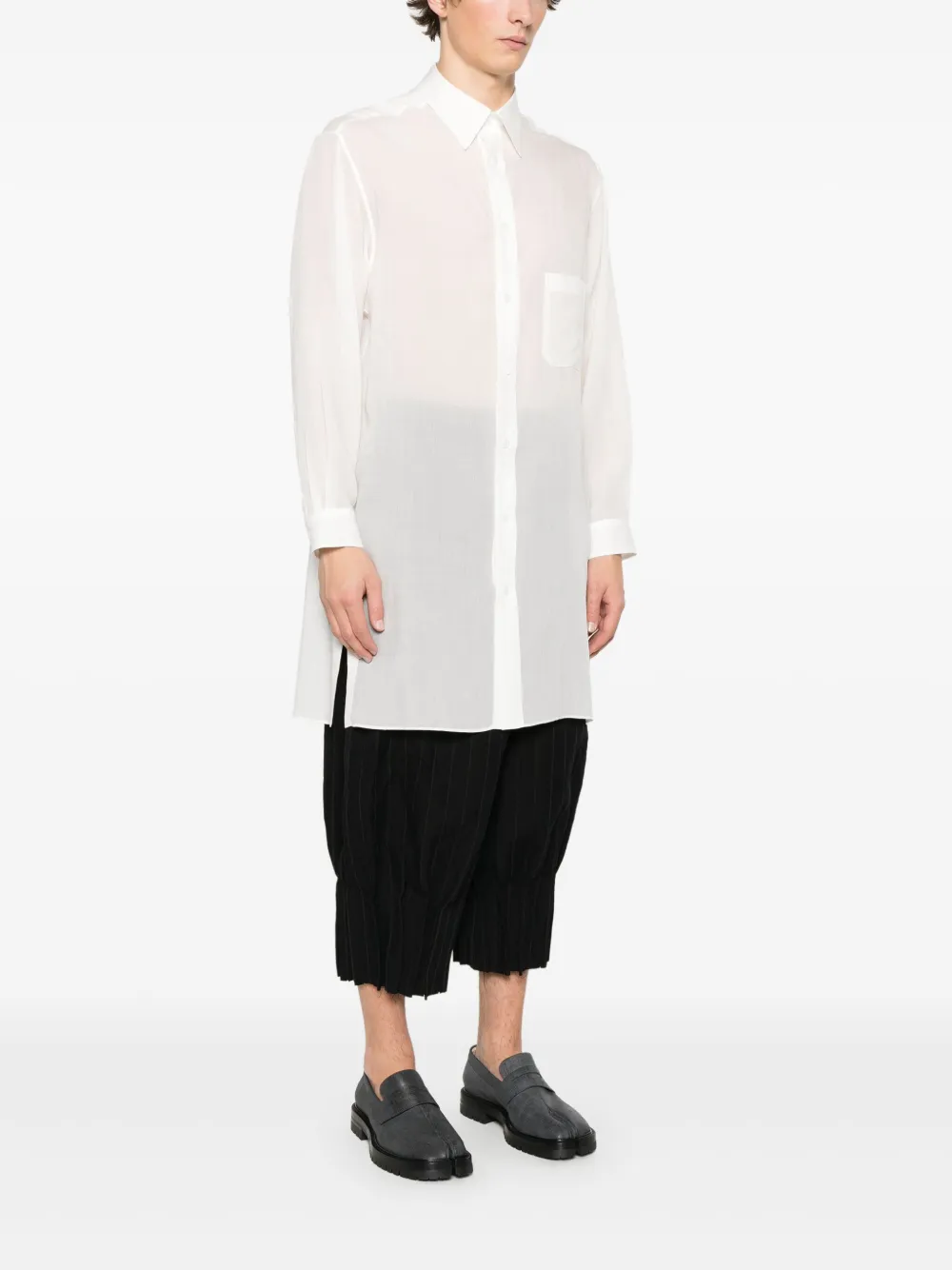 Shop Yohji Yamamoto Chest-pocket Shirt In White
