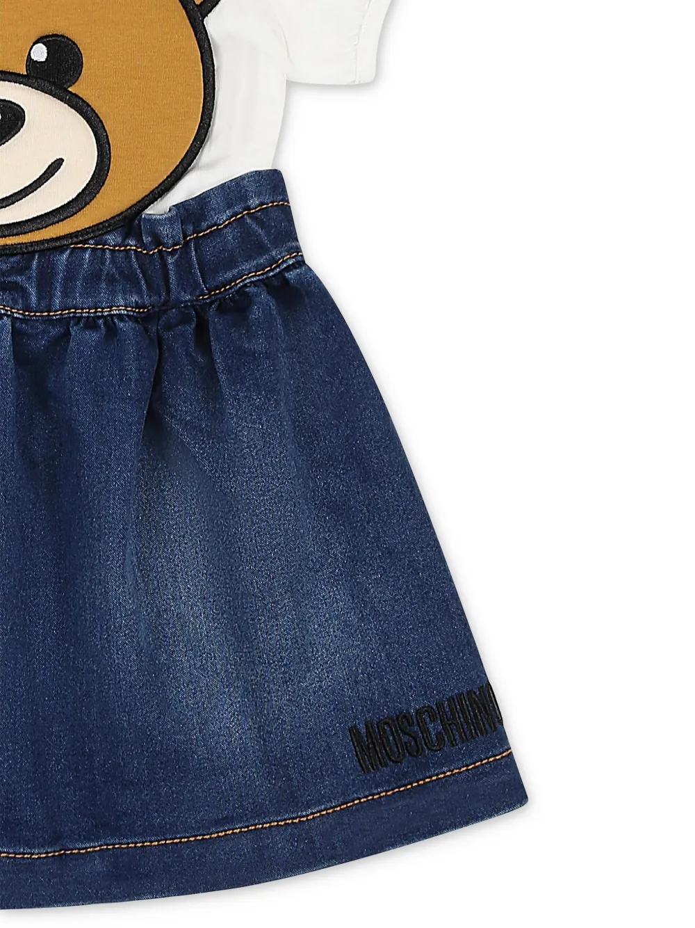 Moschino Kids Rok met teddybeerpatch Blauw