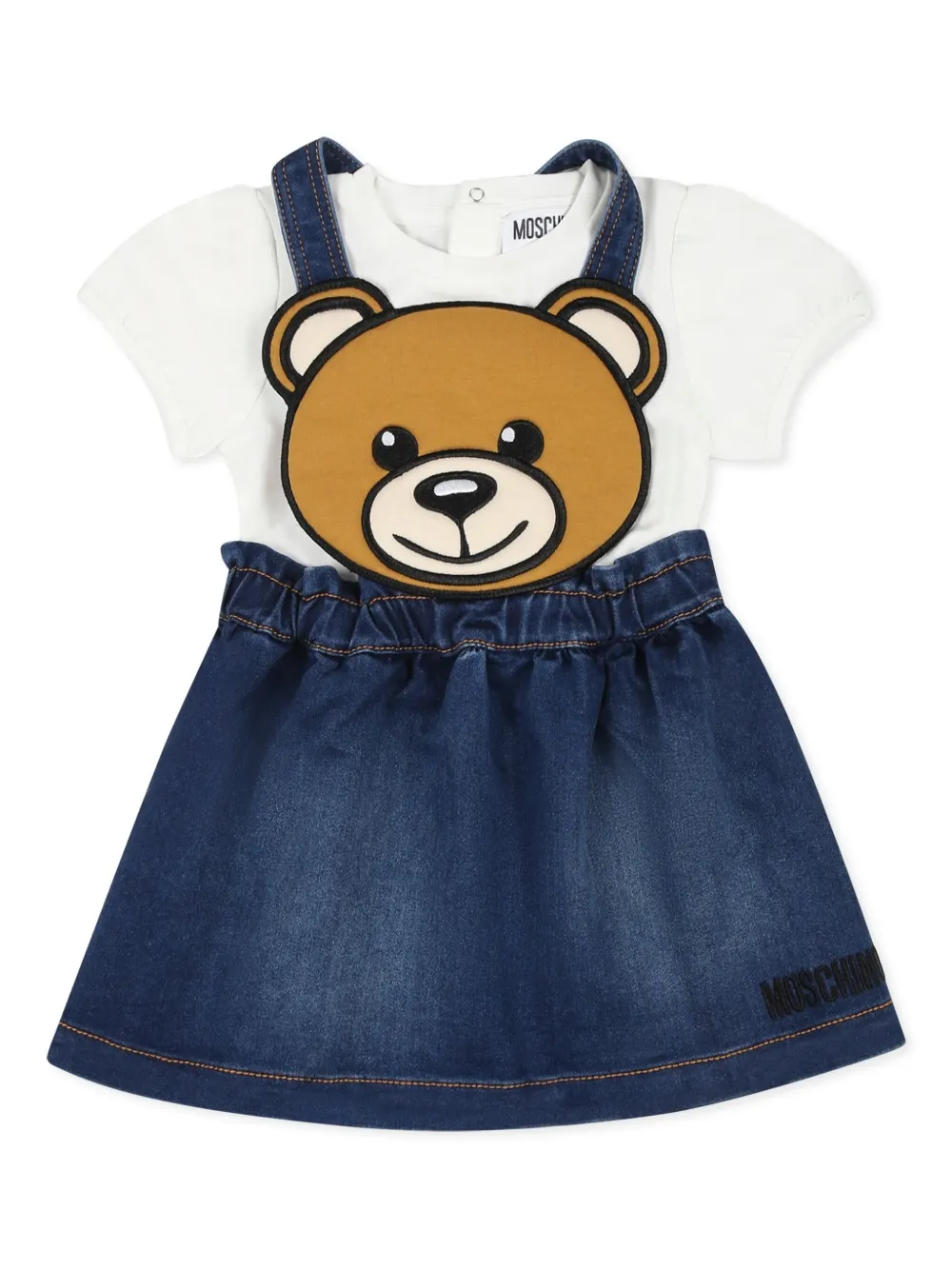 Moschino Kids Rok met teddybeerpatch Blauw
