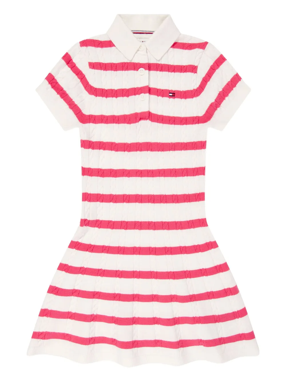 Tommy Hilfiger Junior cable-knit polo dress | Pink | Image 1