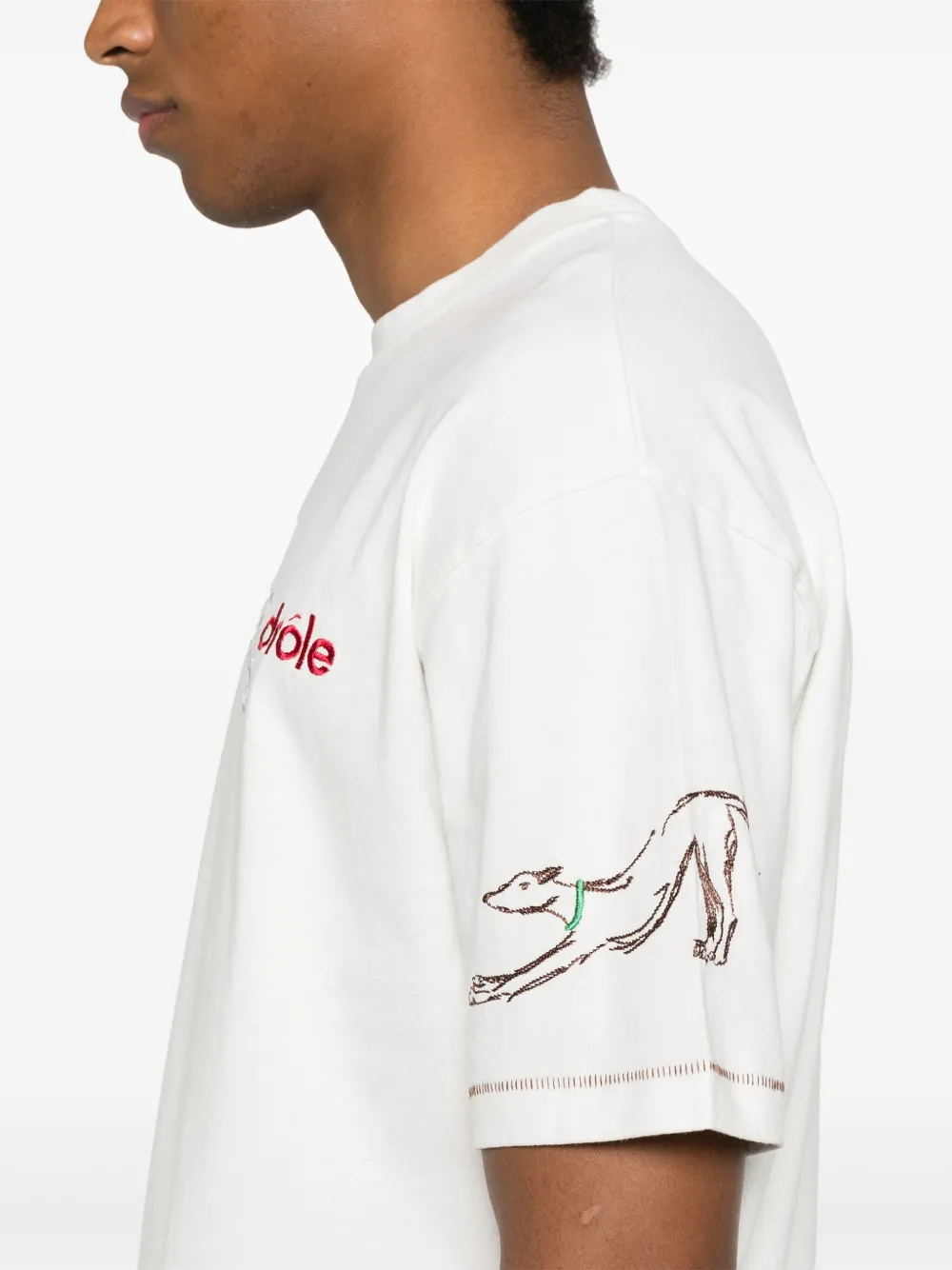 Drôle De Monsieur T-shirt met geborduurd logo Wit