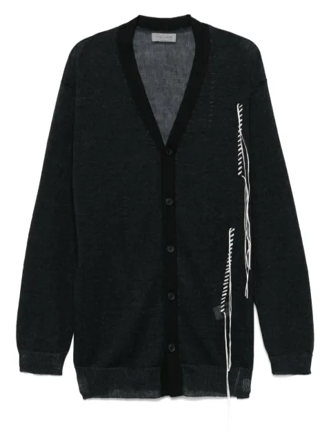 Yohji Yamamoto cárdigan de cachemira con solapa en contraste