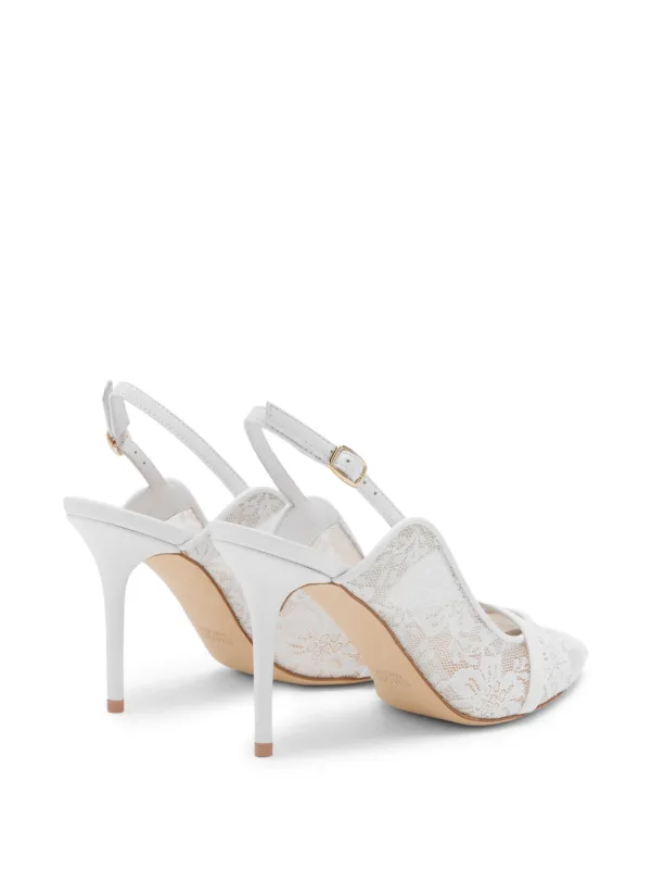 Malone Souliers Marion 85mm Lace Slingbacks | White | FARFETCH