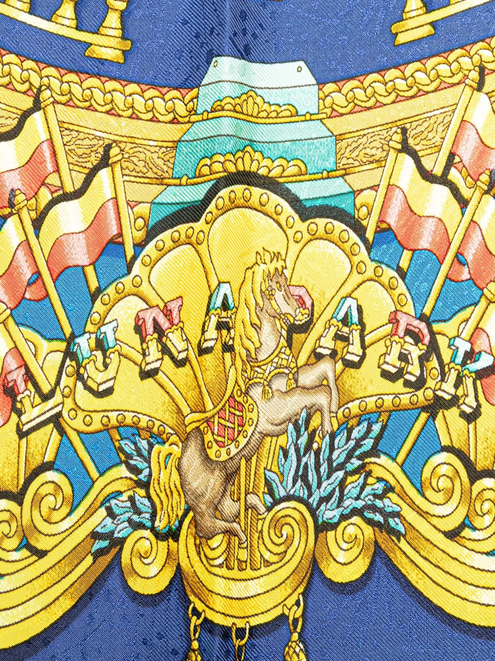 Pre-owned Hermes 20th Century Luna Park Silk Scarf Scarves In Blue