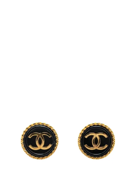 CHANEL Pre-Owned 1995 Gold Plated CC Button Clip On Earrings costume earrings