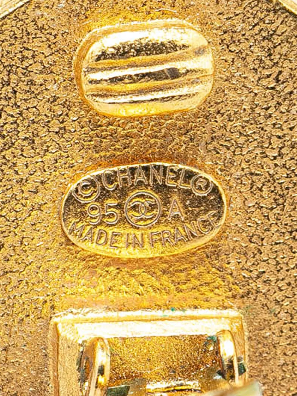 Pre-owned Chanel 1995 Gold Plated Cc Button Clip On Earrings Costume Earrings In Black