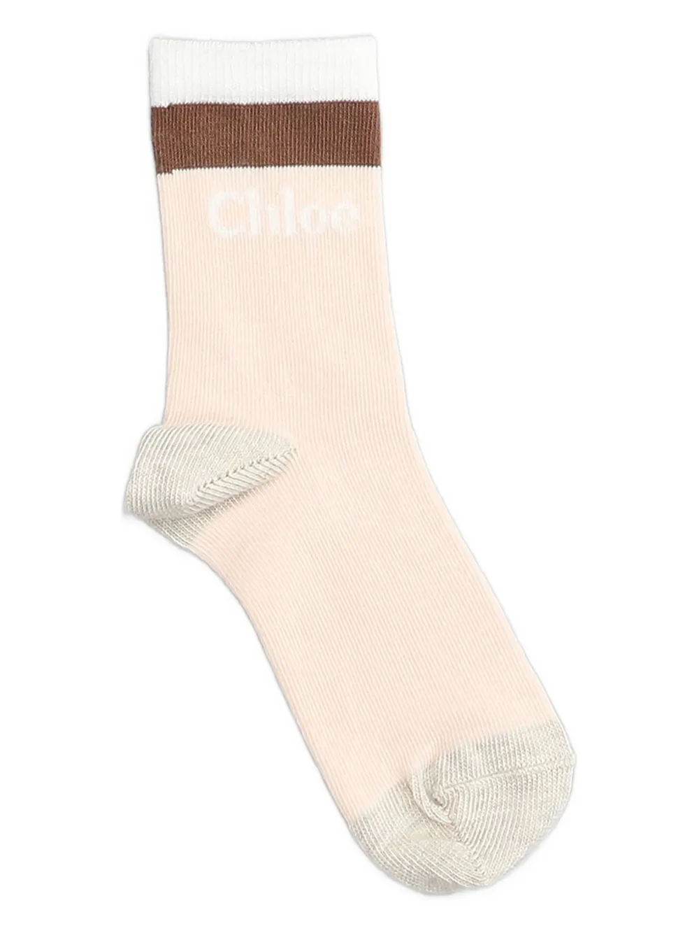 Chloé Kids Gestreepte sokken met logo Roze
