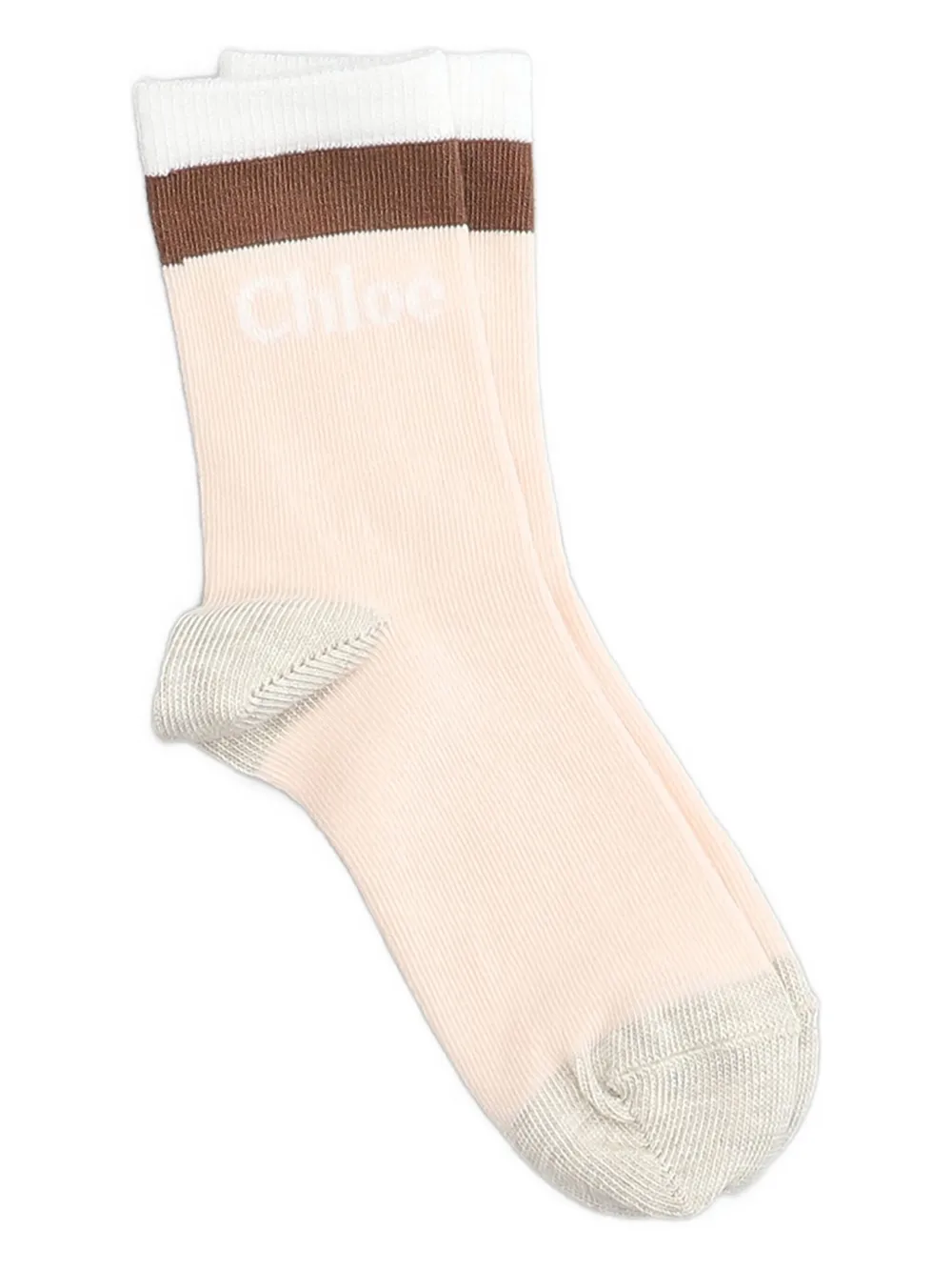Chloé Kids Gestreepte sokken met logo Roze