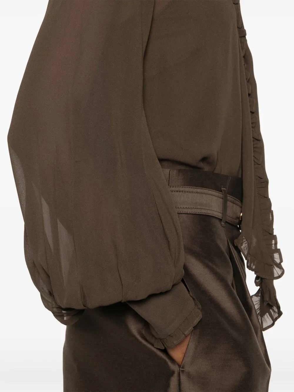 ZIMMERMANN Georgette blouse met strik Bruin