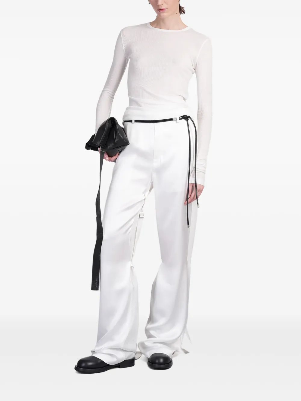 Ann Demeulemeester Fijngeribbeld T-shirt - Wit