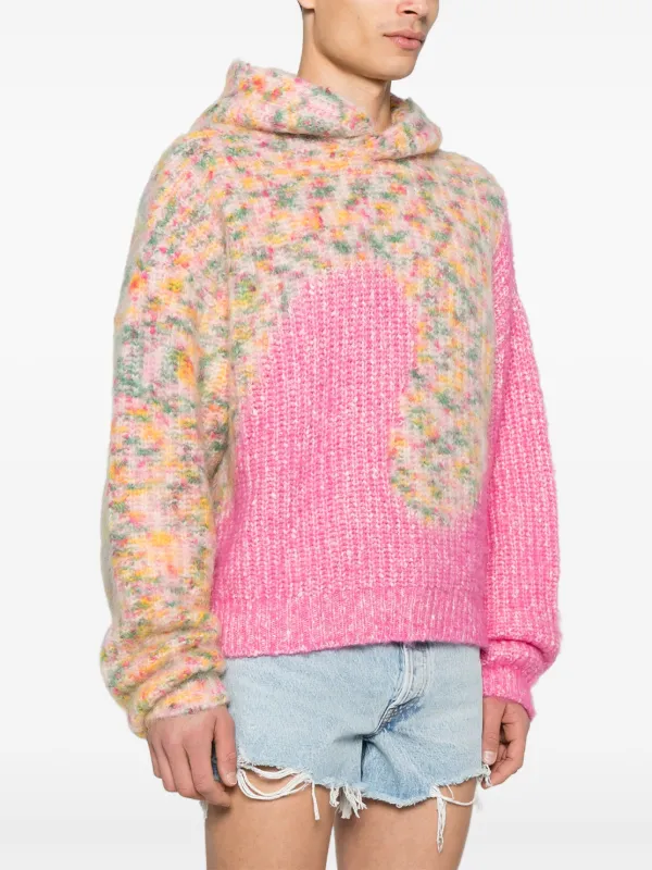 ERL|HOODIES/SWEATS (Rainbow Hoodie Knit - Pink (ERL07T0 ERL Knitted Hoodie | Pink | FARFETCH