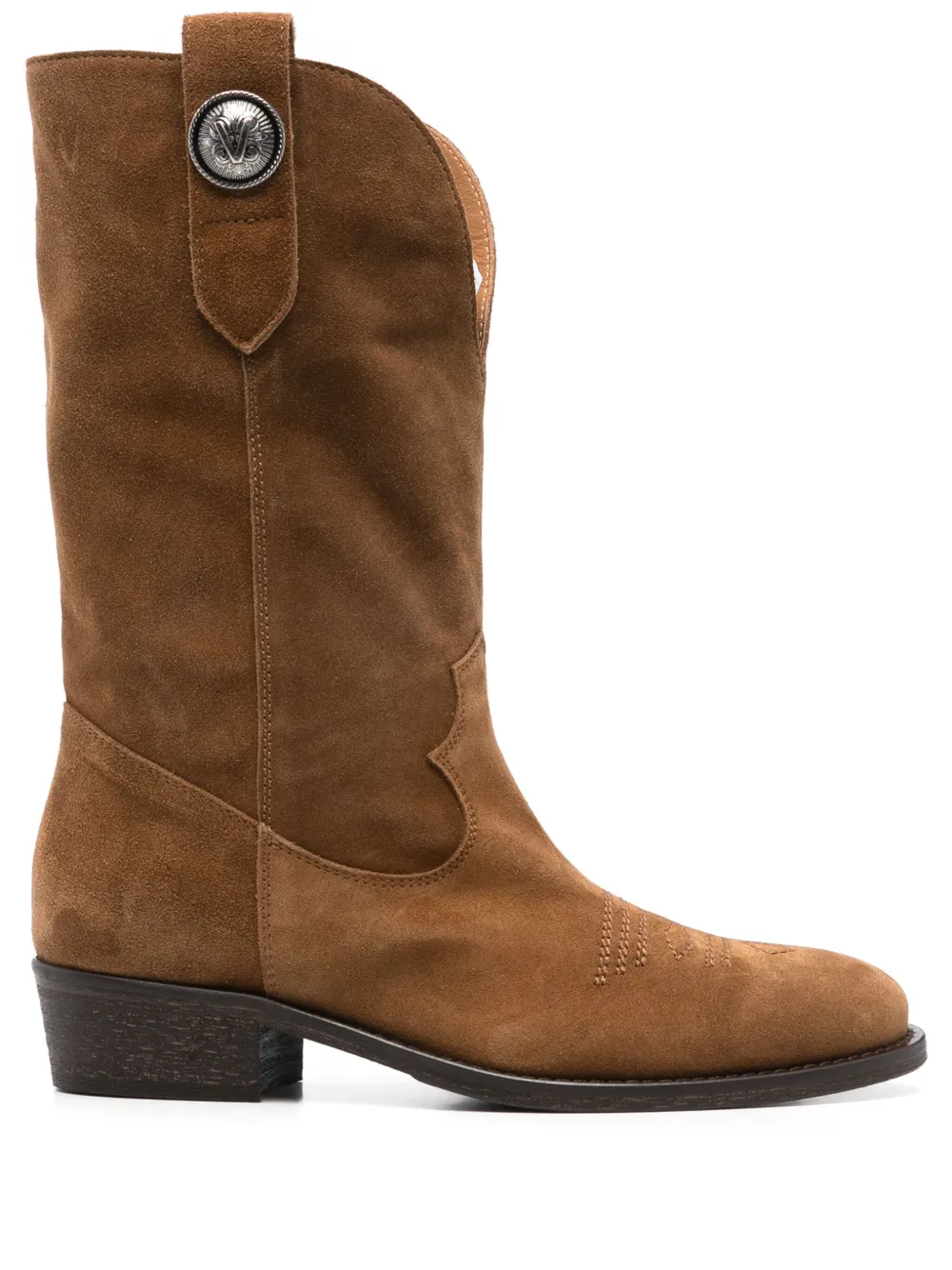 Via Roma 15 logo-plaque suede boots Brown