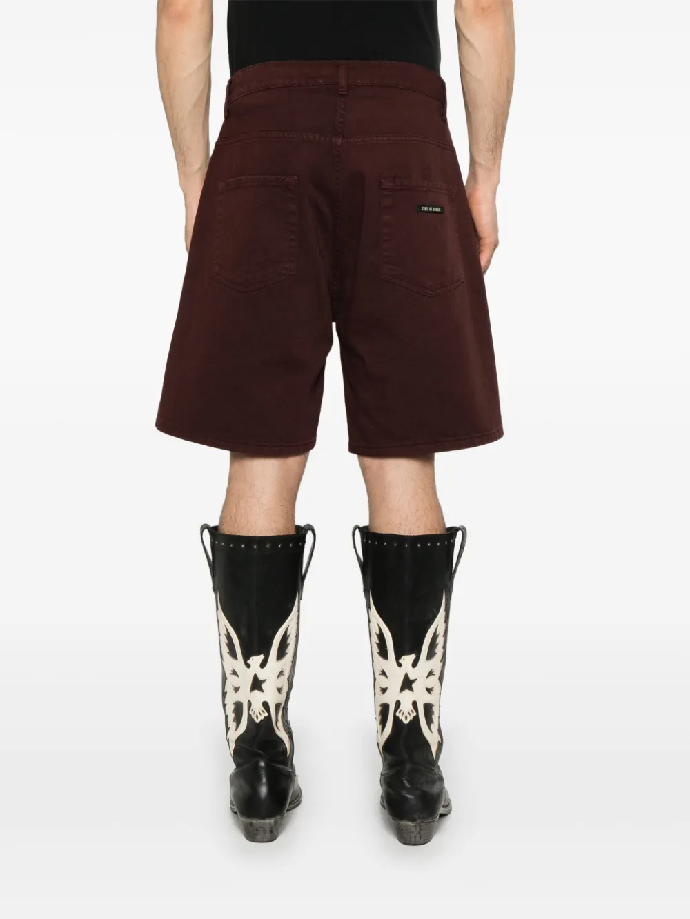 Shop State Of Order Denim Shorts In Red