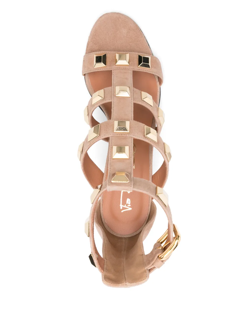 Via Roma 15 90mm stud-embellished sandals Neutrals