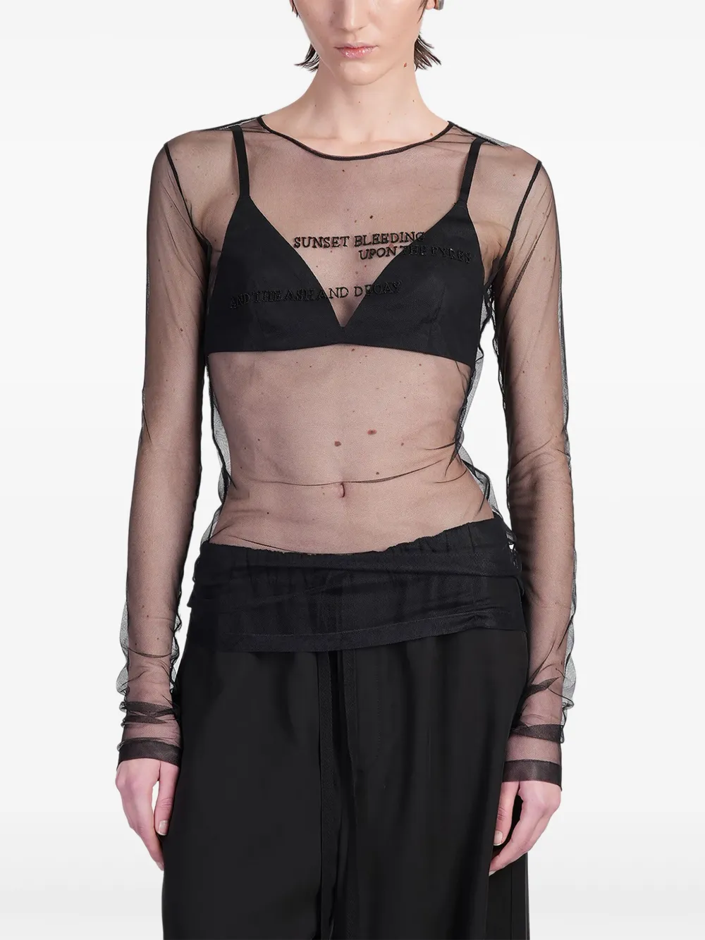 Ann Demeulemeester playera traslúcida | negro | Image 1